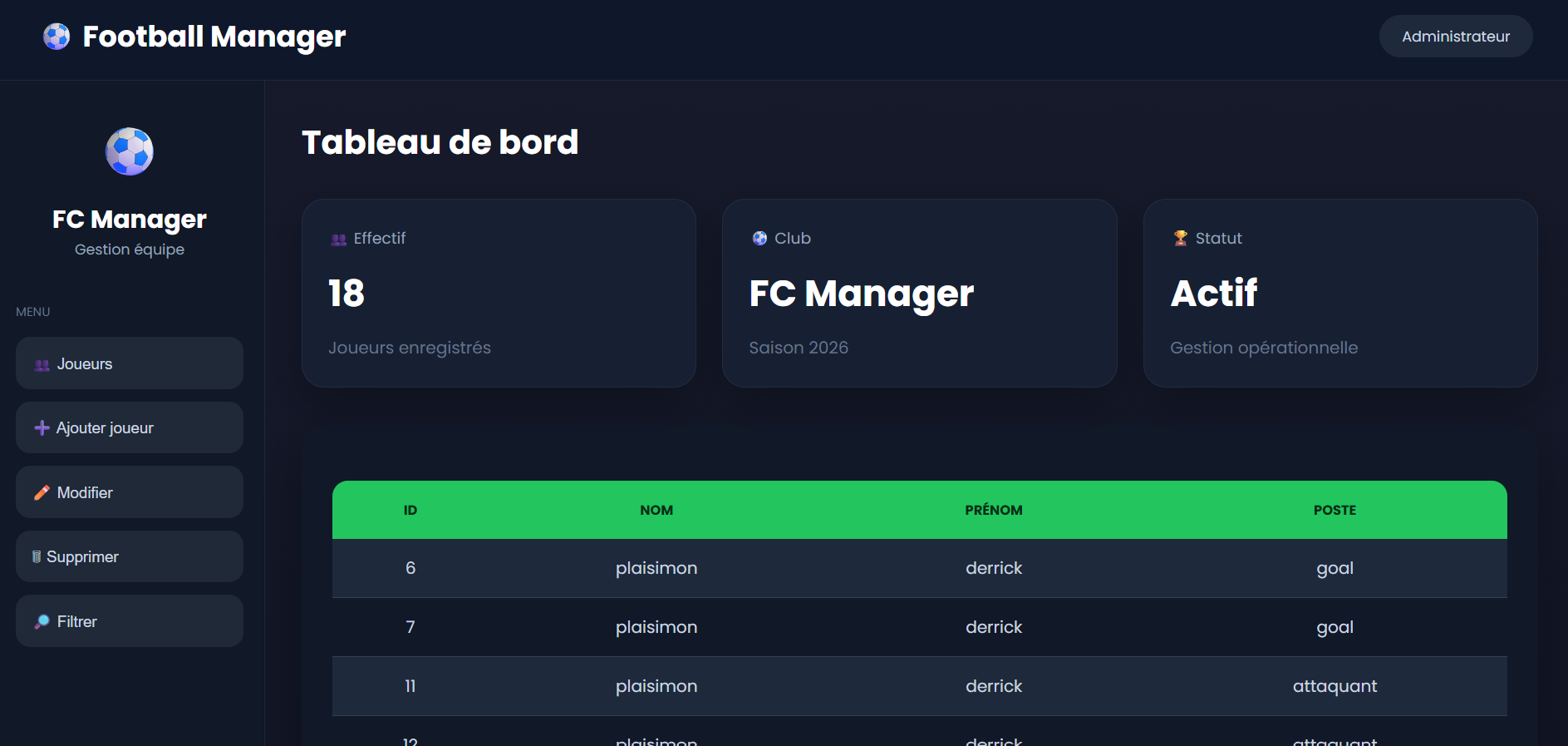 Projet Footballmanager